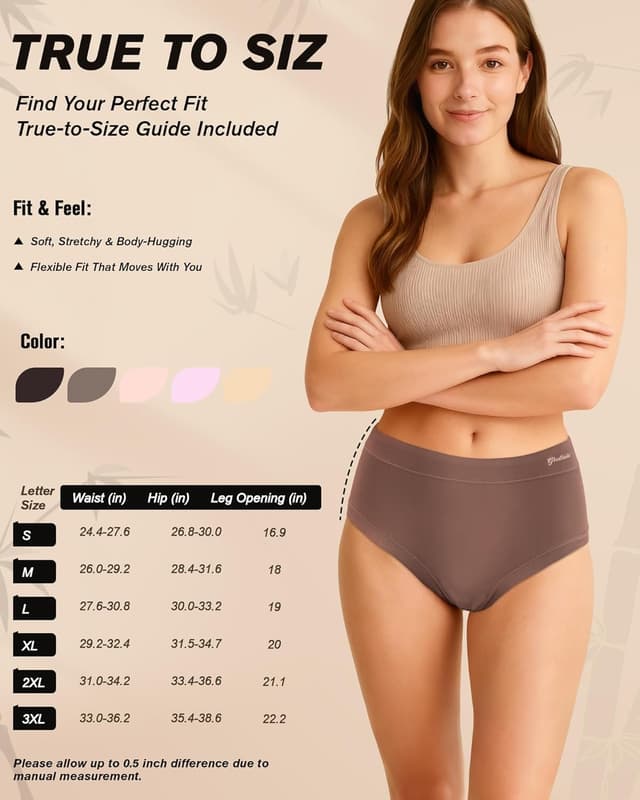 Thumbnail 6 de Gladbecke mutande in bambù da donna (confezione da 5) morbide e senza etichette