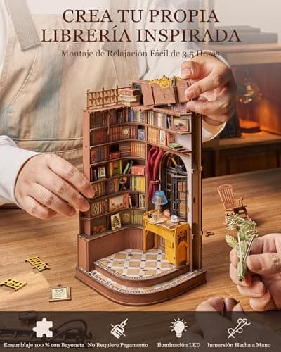 Thumbnail 8 de Rolife Book Nook Kit Silent Corner Study: casa miniatura 3D de madera con luces LED