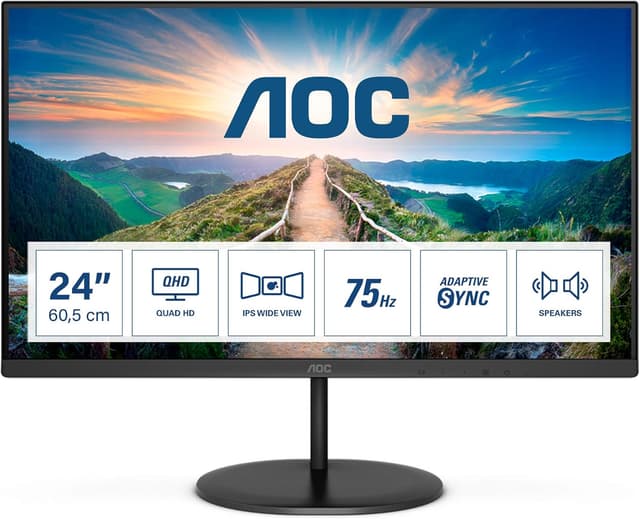 Detalle de AOC Q24V4EA 24-inch QHD monitor with IPS, Adaptive Sync and built-in speakers