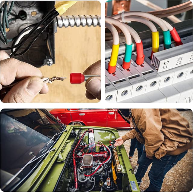 Detalle de KAIWEETS self-adjusting ratchet crimping tool set with 1200 ferrule terminals (0.25–10 mm² / AWG 23–7)