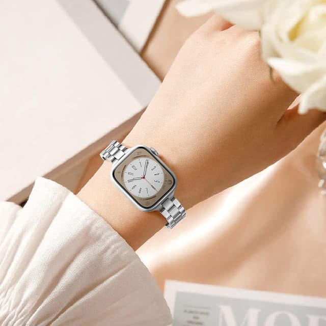 Detalle 2 de Vamyzji slim stainless steel strap for Apple Watch (44/45/46/49/42mm) – thin metal bracelet for SE/Series 1-11 & Ultra