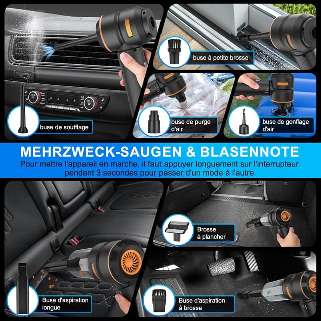 Detalle 1 de Aspirateur voiture 18000 PA portable