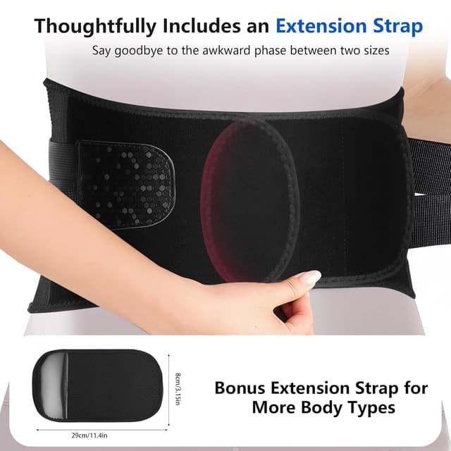 Detalle 2 de Aollop back support belt for lower back pain with removable 3D lumbar pad (Black, unisex)