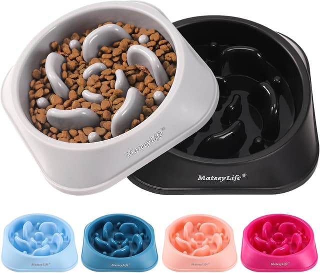 Detalle de MateeyLife Slow Feeder Dog Bowls (2 Pack) – Anti-Choking Puzzle Bowls for Small/Medium Dogs