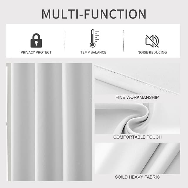 Detalle de Ystyle Rideau occultant imperméable isolant thermique et phonique (lot de 2) 140 x 260 cm, blanc