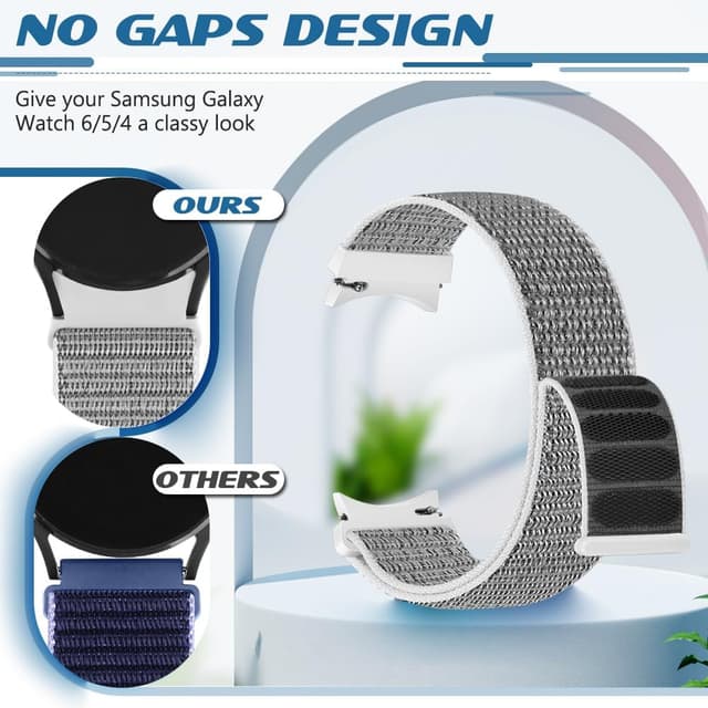 Detalle de Runostrich nylon sport watch strap (no-gap) for Samsung Galaxy Watch 7/6/5/4/FE 40–47mm
