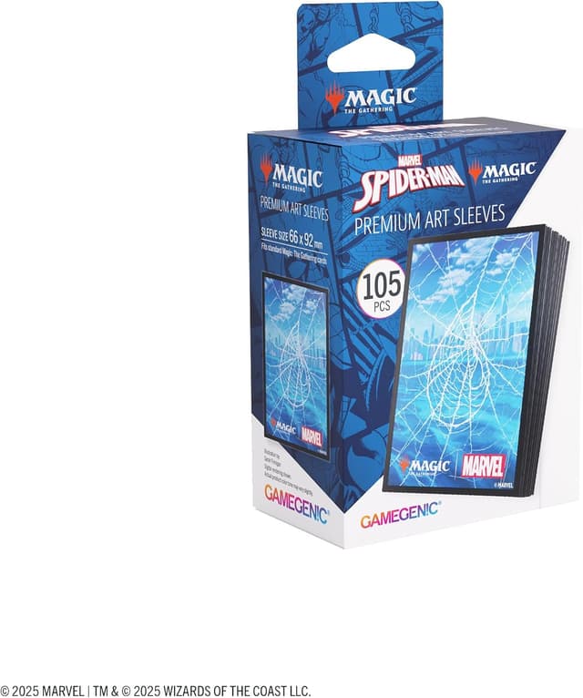 Detalle de Gamegenic Magic: The Gathering – Marvel’s Spider-Man Premium Art Sleeves „Spider-Man Island“ (105 Hüllen)