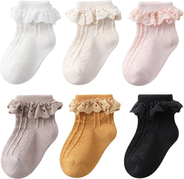 Thumbnail 6 de DRESHOW infant ruffle lace non-slip ankle socks (combed cotton-blend) for newborns to toddlers