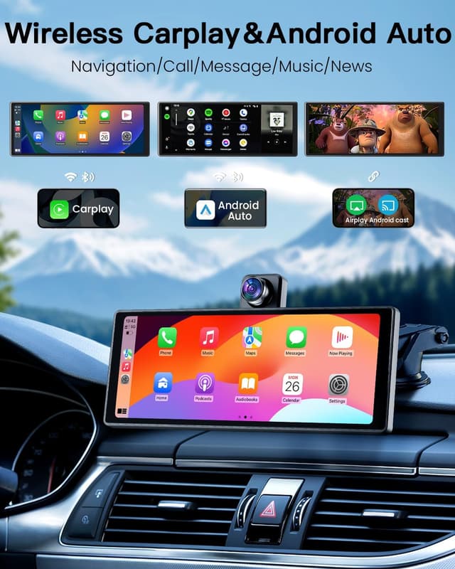Detalle 2 de 10.26" Wireless CarPlay Touchscreen 4K Dash Cam