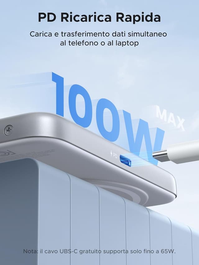 Detalle 2 de UGREEN Case Esterno Magnetico per SSD M.2 NVMe (USB-C 3.2 Gen 2x1, fino a 10Gbps) per iPhone 16/15