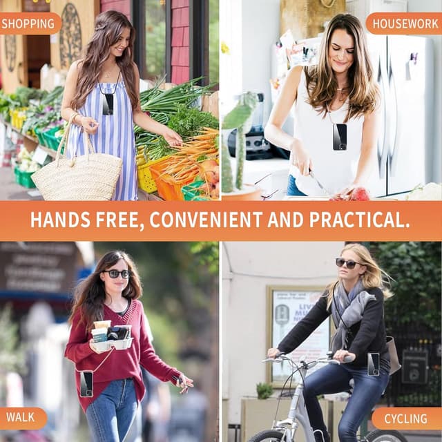 Detalle de XTCASE Coque pour iPhone 15 transparente en silicone TPU avec tour de cou et cordon (noir)