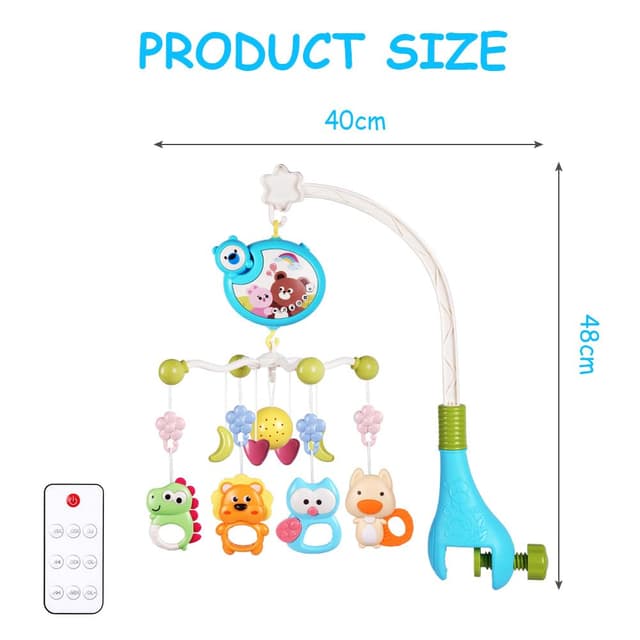 Detalle 2 de Aolso Babybett-Spielzeug: Mobile fürs Babybett mit Musik, Lichtprojektion, Projektor & Fernbedienung (Blau)