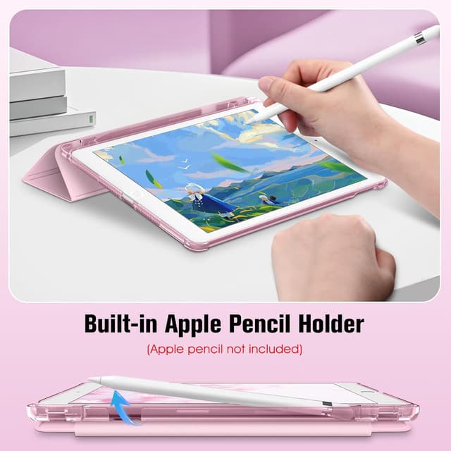 Detalle 2 de Fintie Hülle für iPad 9. Generation (2021), iPad 8/7 (2019/2020) – 10,2 Zoll mit Stifthalter, Auto Schlaf/Wach, Rosé