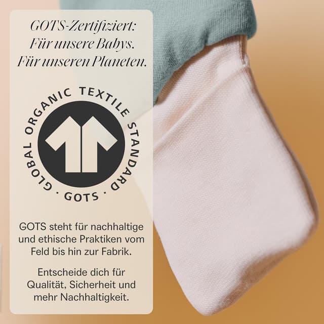 Detalle 2 de Mababu Ganzjahres Baby-Schlafsack mit Füßen, abnehmbaren Ärmeln & 2.5 TOG (100% GOTS Bio-Baumwolle)