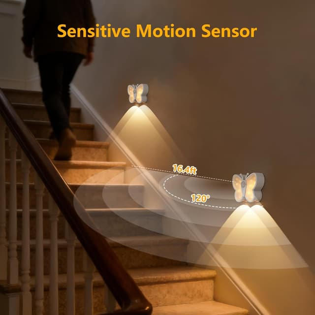 Detalle de Coollamp 2Pack Motion Sensor Night Lights (USB-C rechargeable, magnetic stick-on, 3 modes)