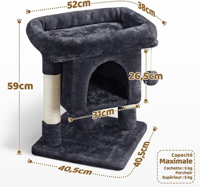 Detalle 2 de Yaheetech arbre à chat 59 cm noir