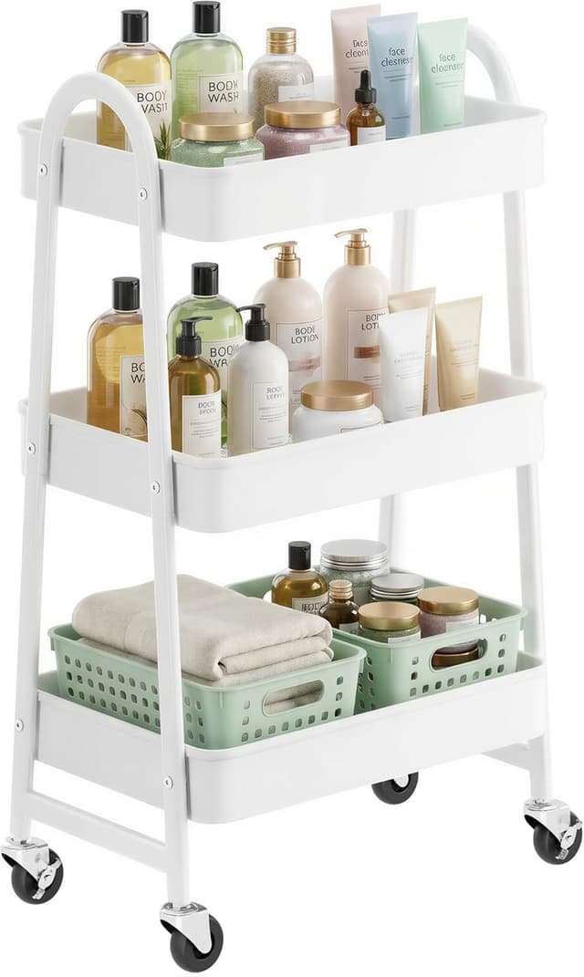 Detalle de SONGMICS 3-Tier Rolling Cart 3-tier metal trolley 🛒