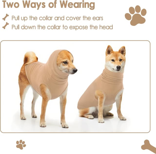 Detalle de CITÉTOILE Hundpullover Fleece mit Rollkragen, Khaki (S) – warme Winterkleidung für kleine Hunde