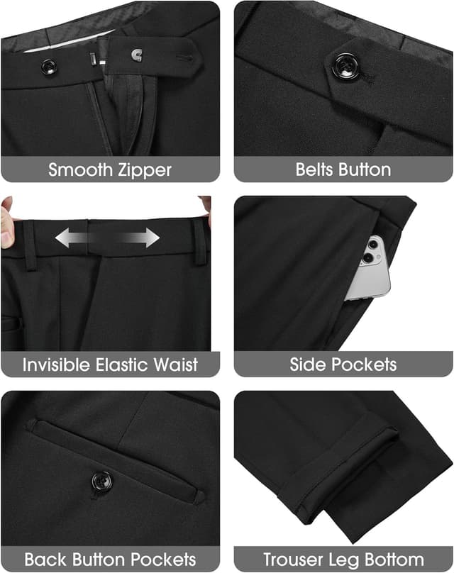 Thumbnail 6 de WULFUL Men’s Slim Fit 3-Piece Suit Set (Two-Button Blazer, Vest & Pants)