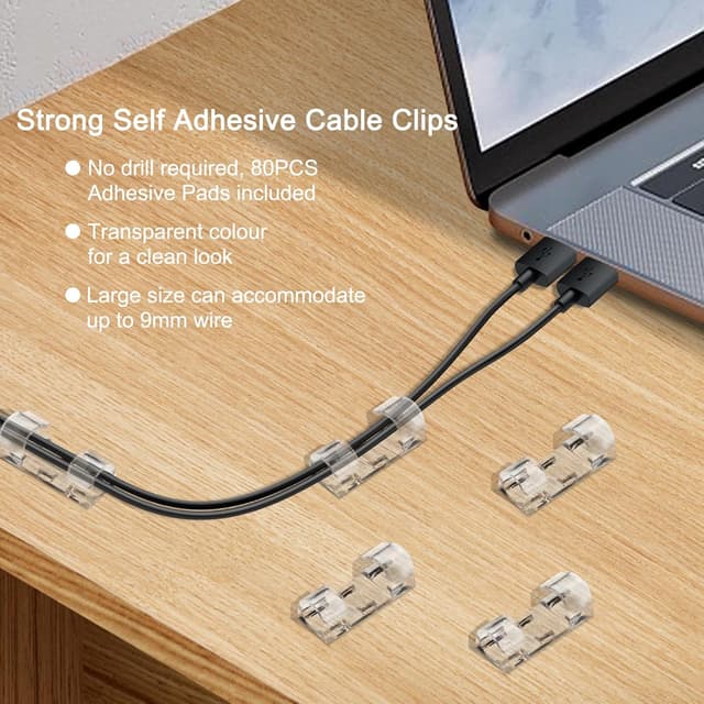 Thumbnail 5 de VIPMOON 70 Pcs self-adhesive cable clips