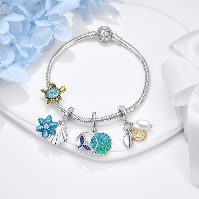 Detalle de SEVENWELL Schildkröte Muschel Ozean Charm aus vergoldetem 925 Sterling-Silber (nickelfrei) für Pandora