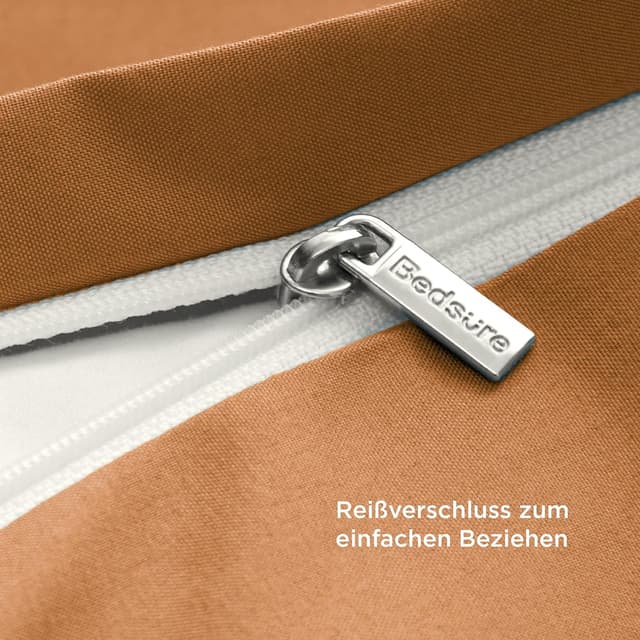 Detalle de BEDSURE Bettwäsche 155x220 cm, 3-teilig Orange (1 Bettbezug + 2 Kissenbezüge) mit Reißverschluss