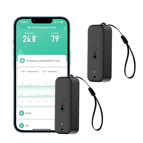 Detalle de Thermomètre hygromètre intelligent avec alarme, 2 pièces 📊