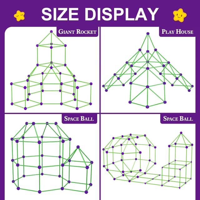 Detalle 2 de Glow In The Dark Fort Building Kit for Kids (140-Piece STEM Fort Set)