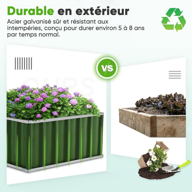 Detalle de Jardinière surélevée galvanisée KING BIRD 256,5 x 91,4 x 45,7 cm : 2 méthodes d’installation