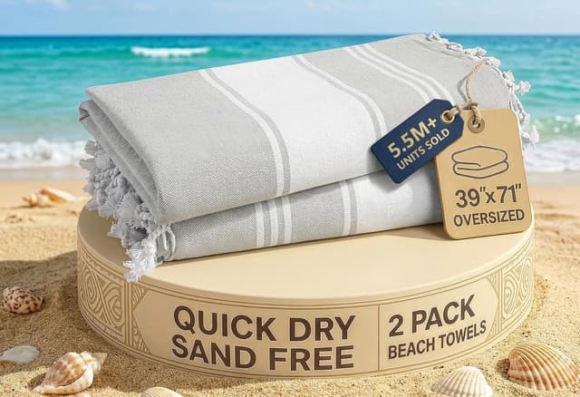 Detalle de Lane Linen Beach Towels 39x71