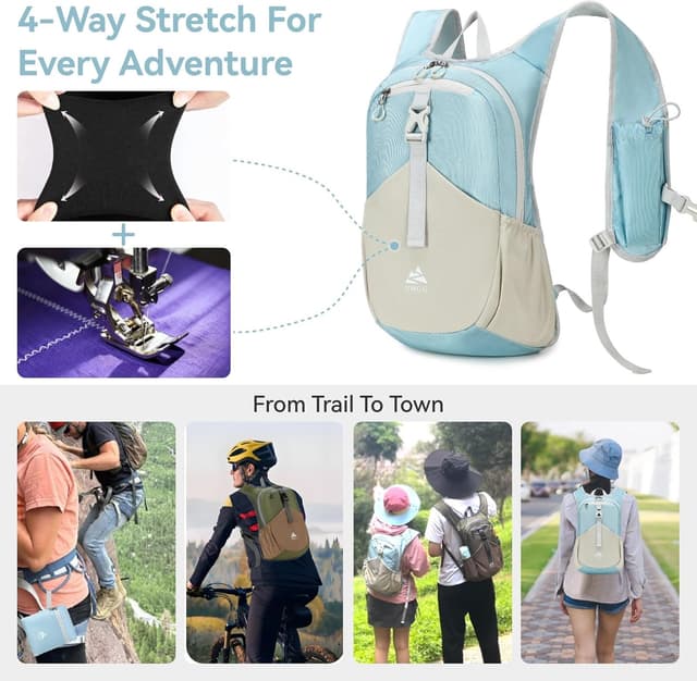 Detalle 2 de UTIAMIAOGONGO 15L petit sac à dos de randonnée pliable léger (bleu clair)