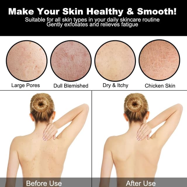 Detalle de URAQT Gant Exfoliant – Kit de 3 gants pour gommage sous la douche (Noir, Marron foncé, Blanc)