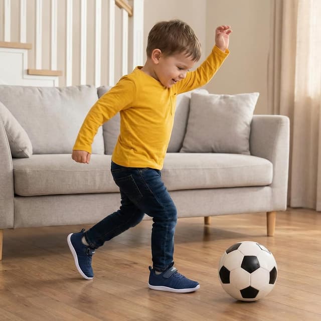 Detalle de IceUnicorn Kinder-Hausschuhe als Barfußschuhe für Jungen & Mädchen – leichte, rutschfeste Minimal-Hallenschuhe