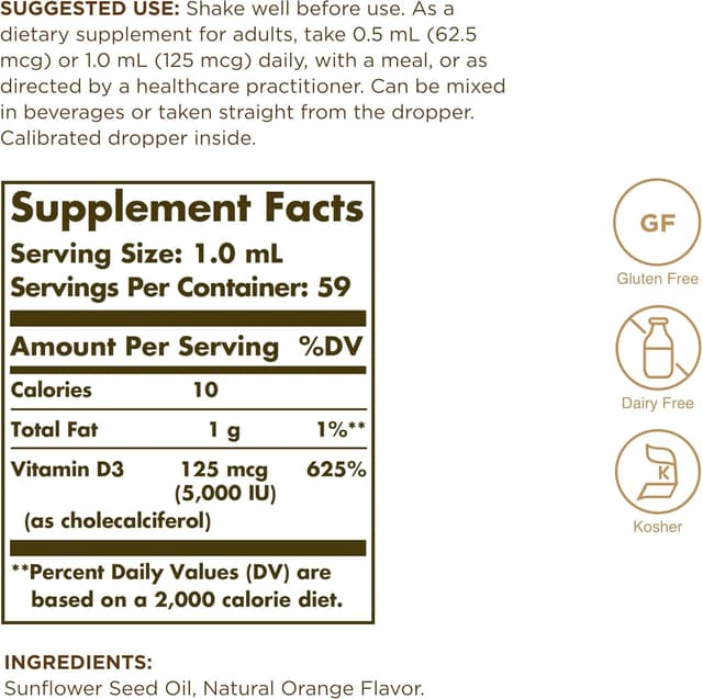 Thumbnail 1 de Solgar Liquid Vita D3 - Vitamina Líquida 2500 IU