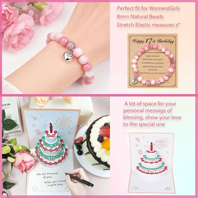 Thumbnail 6 de Geschenke für 17 Jährige Mädchen Geburtstags-Set mit Geschenkbox (Edelstahl-Weinbecher, Armband, Duftkerze & mehr)