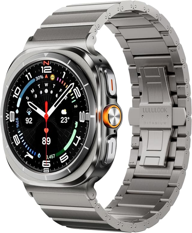 Detalle de LULULOOK Titanium Strap for Samsung Galaxy Watch Ultra 7 (47mm) – 24mm DLC scratch-resistant replacement band