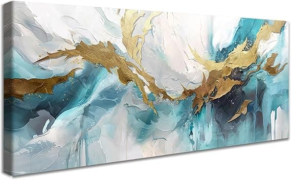 Imagen de HALFLEMART Cuadro Abstracto Moderno Verde Oro para Decoración 🖼 en OfertitasTOP