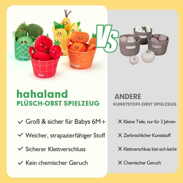 Thumbnail 6 de hahaland Obst und Gemüse Sensorik 16-teilig