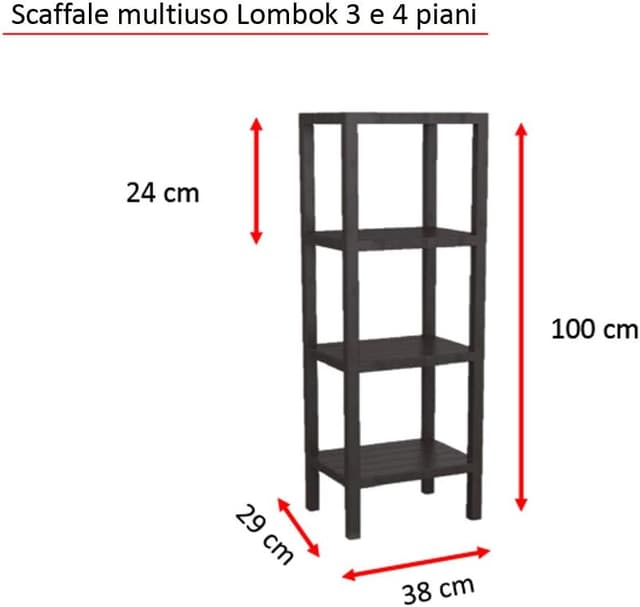 Detalle de TATAY Scaffale Bagno a 4 ripiani Lombok marrone (fino a 40 kg) con opzione Quick Fix