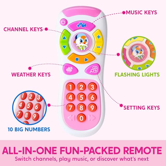 Detalle de JOYIN Kids Smart Phone Toy with Remote Control (Learning & Music Bundle) – Pink
