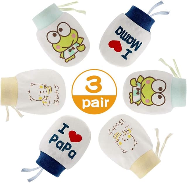 Detalle de NOCHME Guantini Neonato antigriffo in cotone (0–10 mesi) – 3 paia