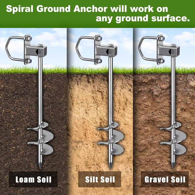 Detalle de Insaga Bodenanker / Erdanker 61 cm Heavy-Duty mit fester Schlaufe – zum Ein- bzw. Festschrauben