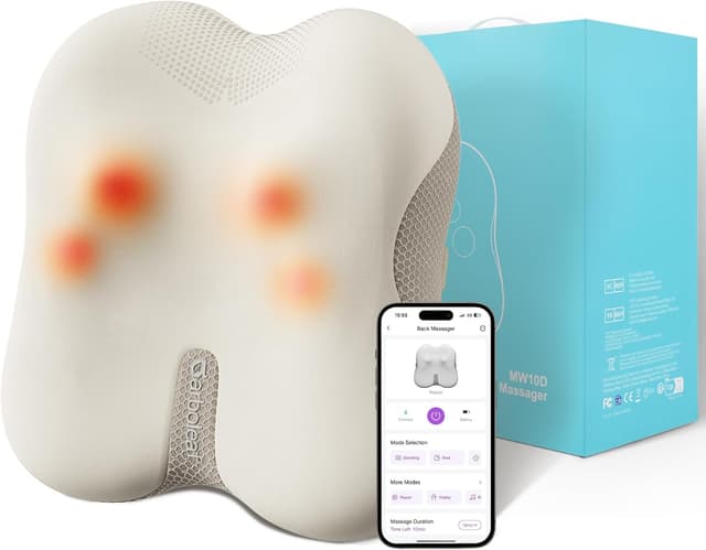 Detalle de Arboleaf Bluetooth Shiatsu Back Massager with Heat (Cordless) for Neck, Back & Shoulders