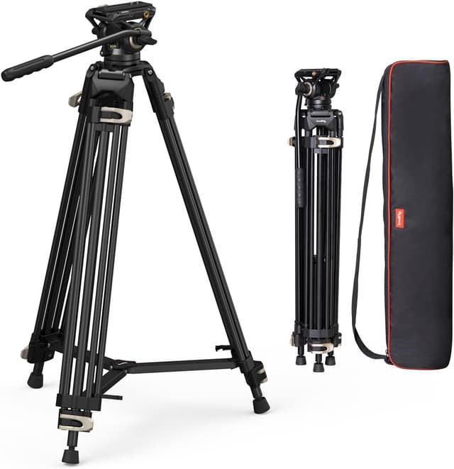Detalle de SMALLRIG Videostativ 73 Zoll (186 cm) Heavy Duty Tripod mit 360°-Fluidkopf und Dual-Schnellwechselplatte – 3751B