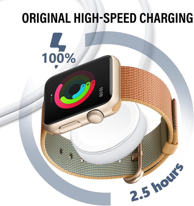 Detalle de 2026 Upgraded Version USB-C Magnetic Wireless Fast Charger Cable (1m) for Apple Watch – MFi Certified