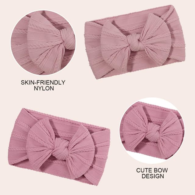 Detalle de DiULi Baby Stirnbänder Set (3 Stück) – Turban-Stirnband mit Schleifen für Neugeborene & Kleinkinder