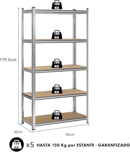 Thumbnail 2 de T-LOVENDO.ES Estantería metálica 180x90x40cm