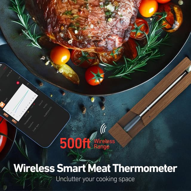 Detalle 2 de Wireless Bluetooth Meat Thermometer Probe (150m range, 3 sensors) – IP68 rated, AiCooking app