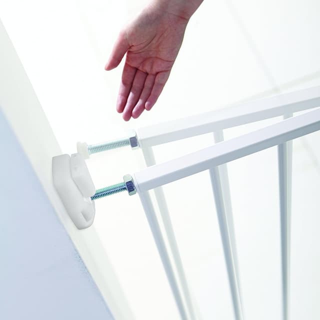 Detalle de Lindam erweiterbares Tür-/Treppenschutzgitter mit Wandbefestigung 64,5–102 cm (051679), weiß