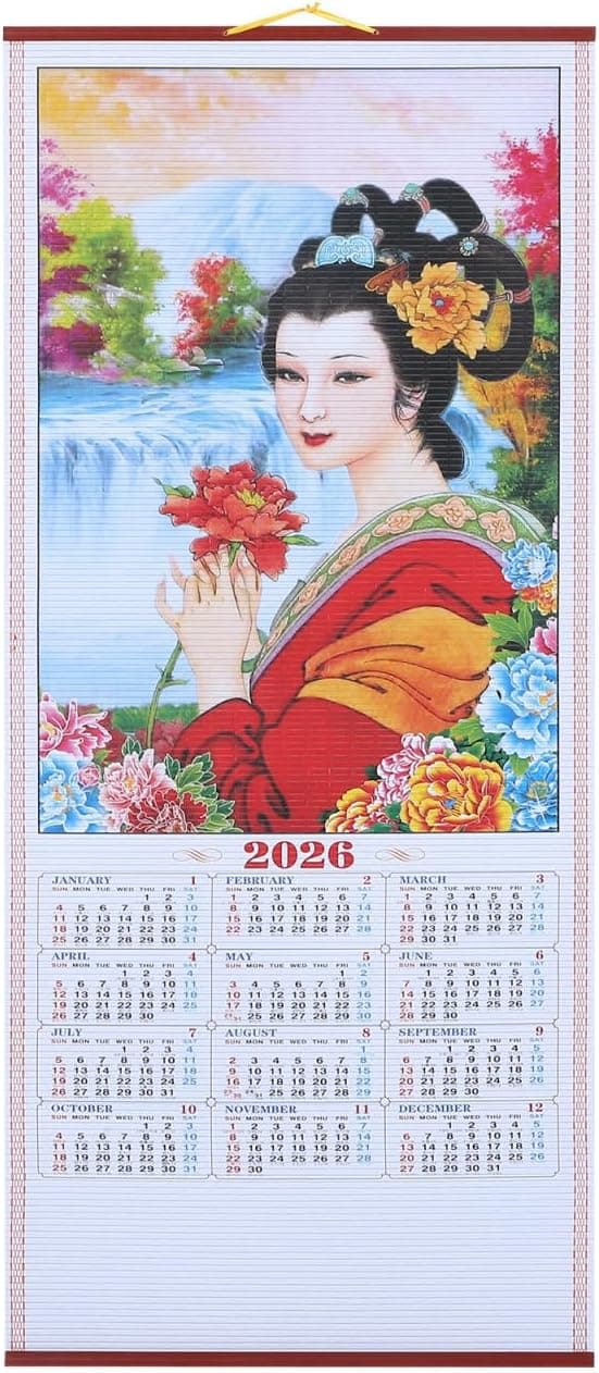 Detalle de DIYEAH 2026 Year of the Horse Chinese wall calendar hanging scroll (76 x 31cm)